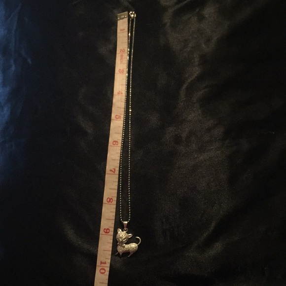 Silver Cat Pendant Necklace Accented with Diamonds - Picture 5 of 9